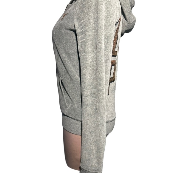 Victoria’s Secret - Pink velour hoodie lined in size XS. Gold bling accents. - Picture 9 of 14